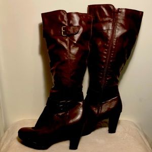 Brown leather boots